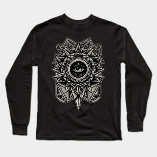 Sacred Geometry Seraphim Star Mandala Black Long Sleeve T-Shirt